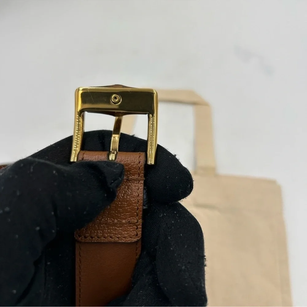 Men’s Gucci brown leather belt with bamboo buckle size 110 cm/44 inch NWT